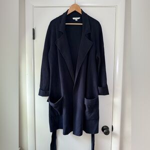 L.K. Bennett Navy Blue Melanie Knit Sweater Coat Neutral Classic Chic Cabincore